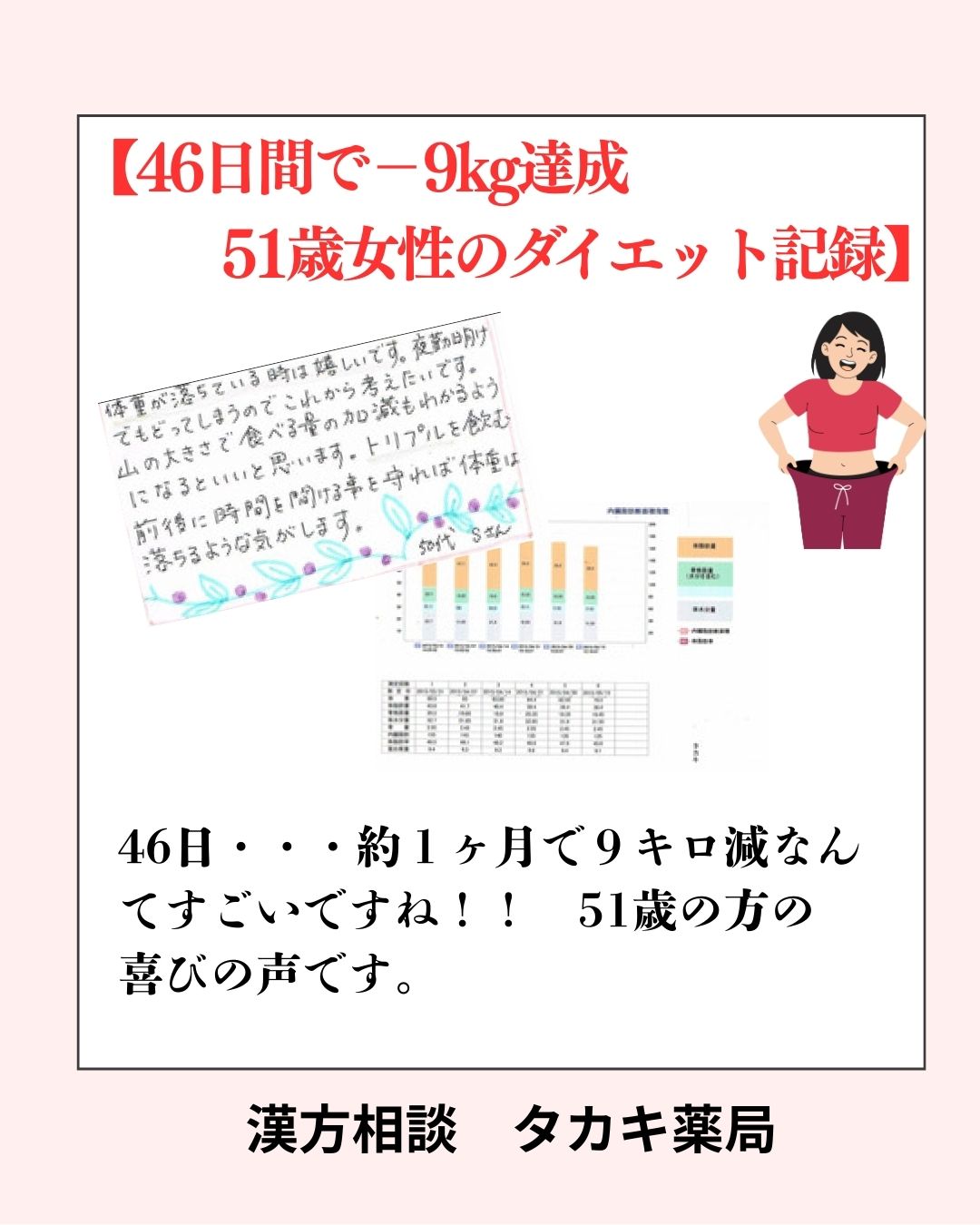【46日間で－9kg達成｜51歳女性のダイエット記録】